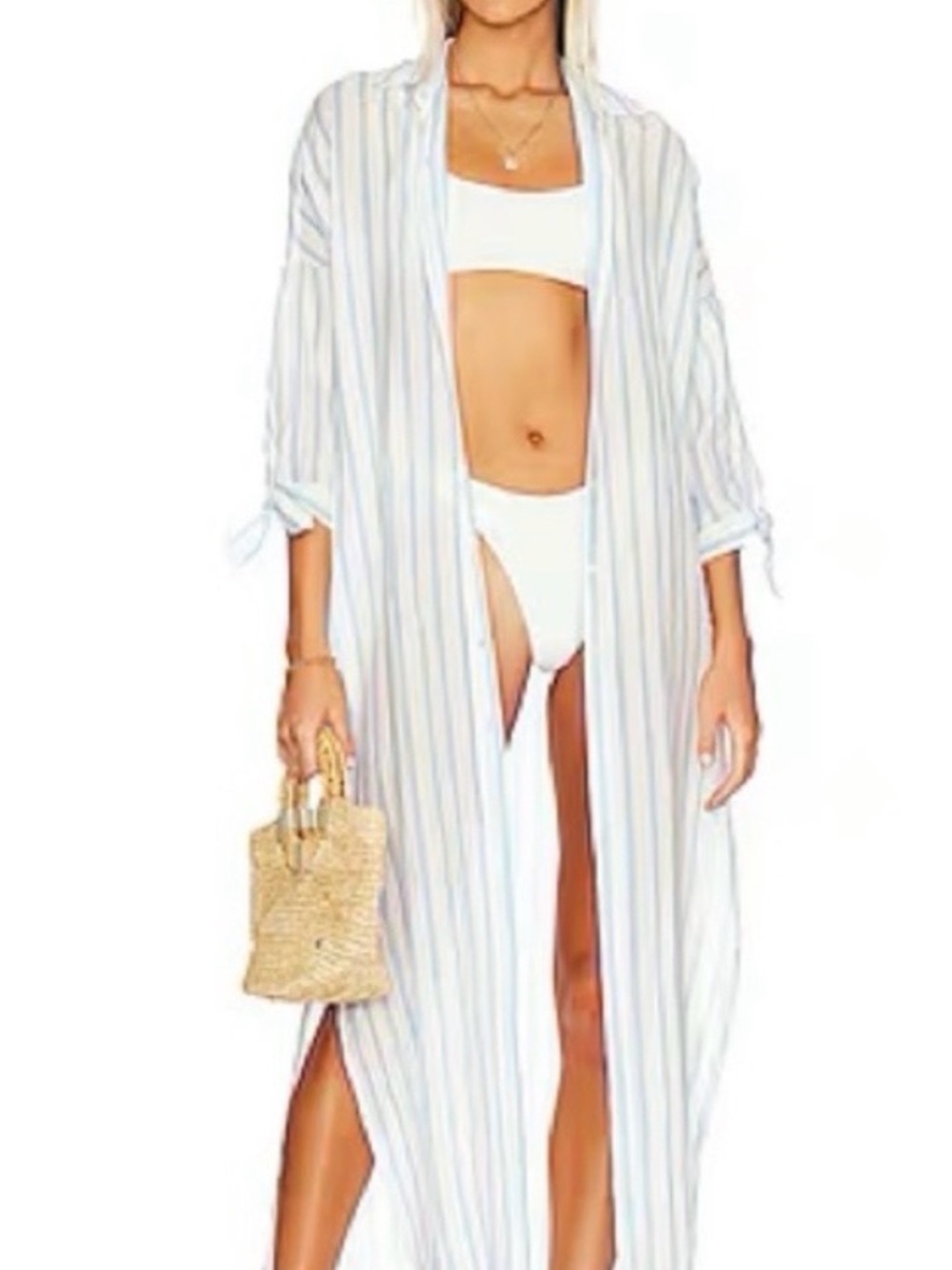 Peixoto White Striped Maxi Swim Coverup